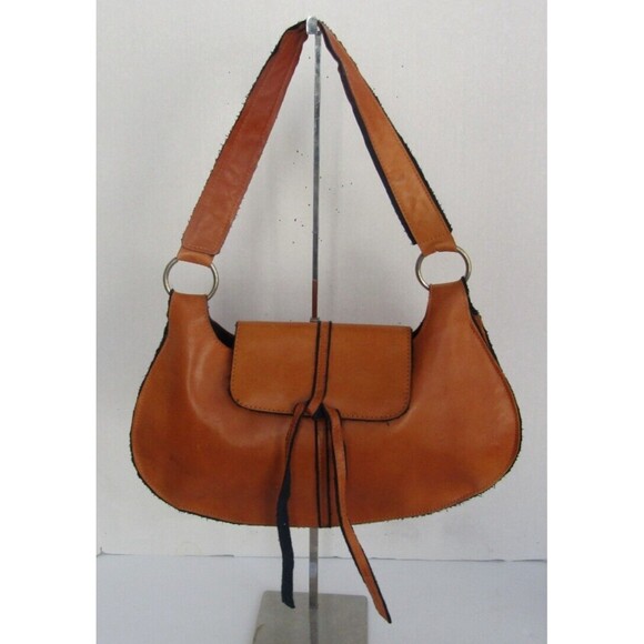 Lelya Shoulder Bag Brown Leather Hobo Vintage 60s Modern Satchel Purse